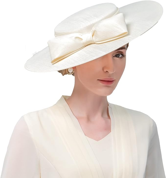 Wide Brim Derby Pillbox Hat Bowknot Hat