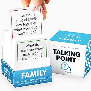 200 Conversation Cards for Family Game - Put Down the Phones & Connect With Your Family - Get to Know Each Other with Meaningful Talk - Let Kids Express Themselves, Great for Dinner Table & Road Trips