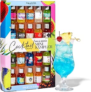 Thoughtfully Cocktails, Mix and Match Cocktail Mixer Mini Sampler, Flavours Include Appletini, Blue Hawaiian, Margarita and More, Pack of 20 (Contains NO Alcohol)