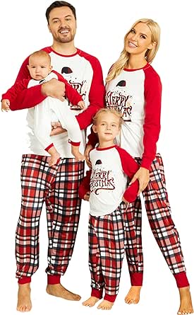 PopReal Christmas Pajamas Matching Family Sets, Matching Sets Christmas PJs for Women Holiday Sleepwear Clothes