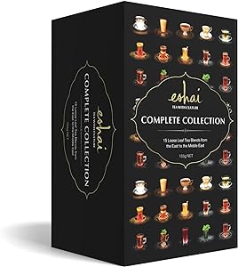 Eshai Complete Collection Box - Assorted Tea Sampler Gift Set - 15 Sachets of Black Tea, Green Tea, Herbal & Fruit Tisanes - 155g Box Loose Leaf Tea