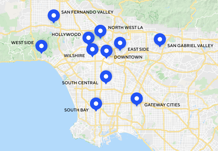 Pins on the map - Los Angeles - Half width