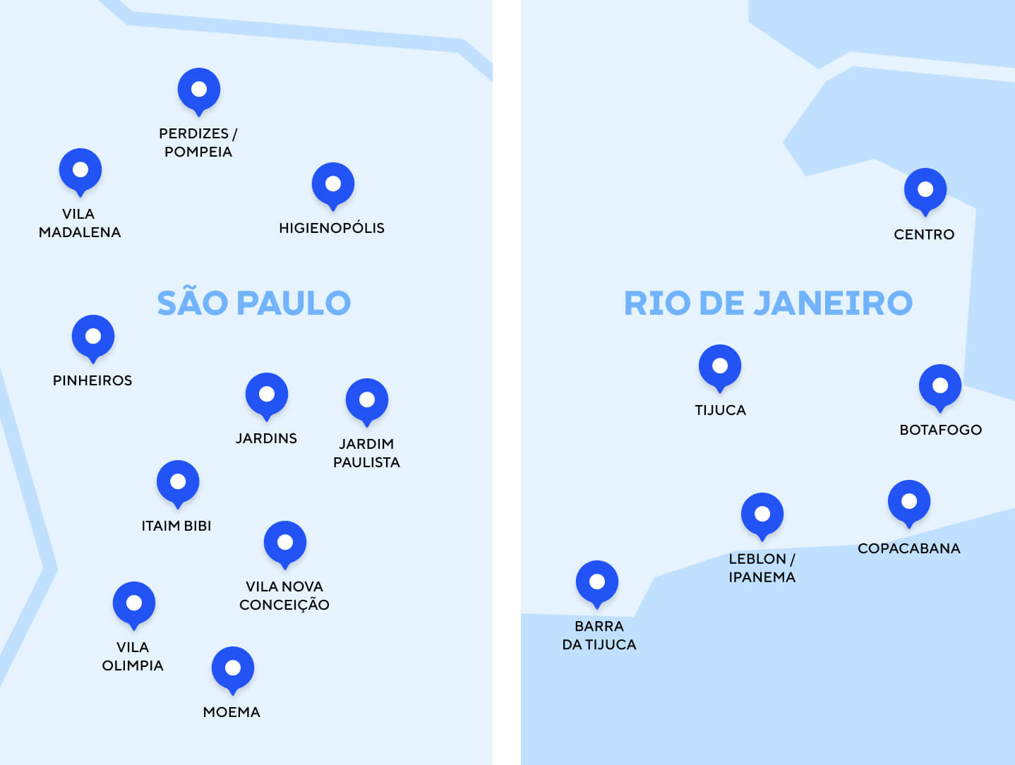 Brazil cities studio locations map