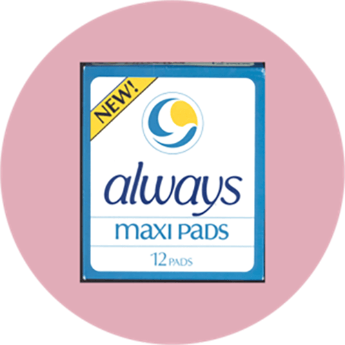 Packaging des serviettes hygiéniques Always en 1983