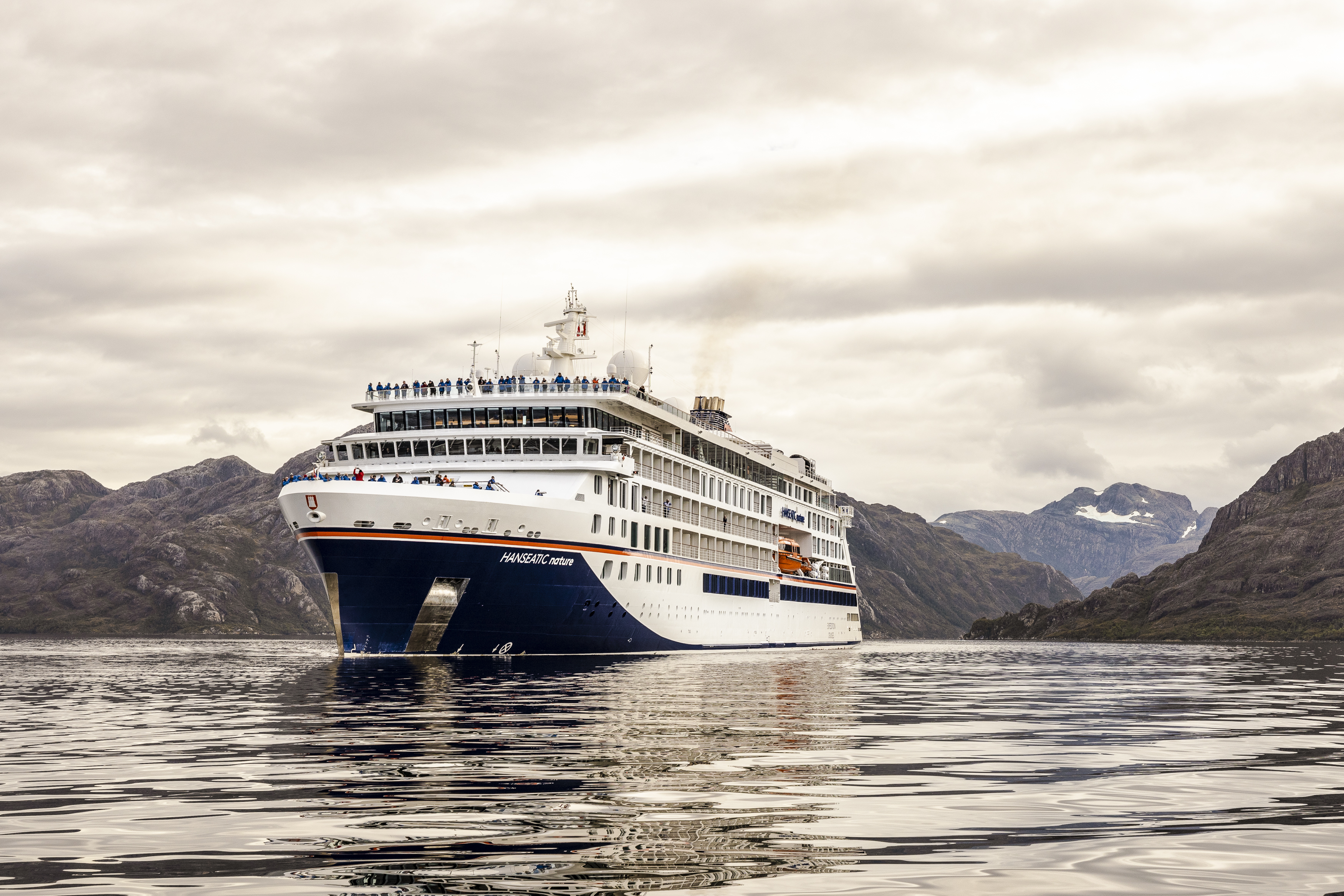 Expeditioncruiseship HANSEATIC nature in calm fjord in southamerica