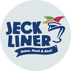 Jeck Liner Logo mit Narrenkappe und Slogan "Helau, Alaaf & Ahoi!".
