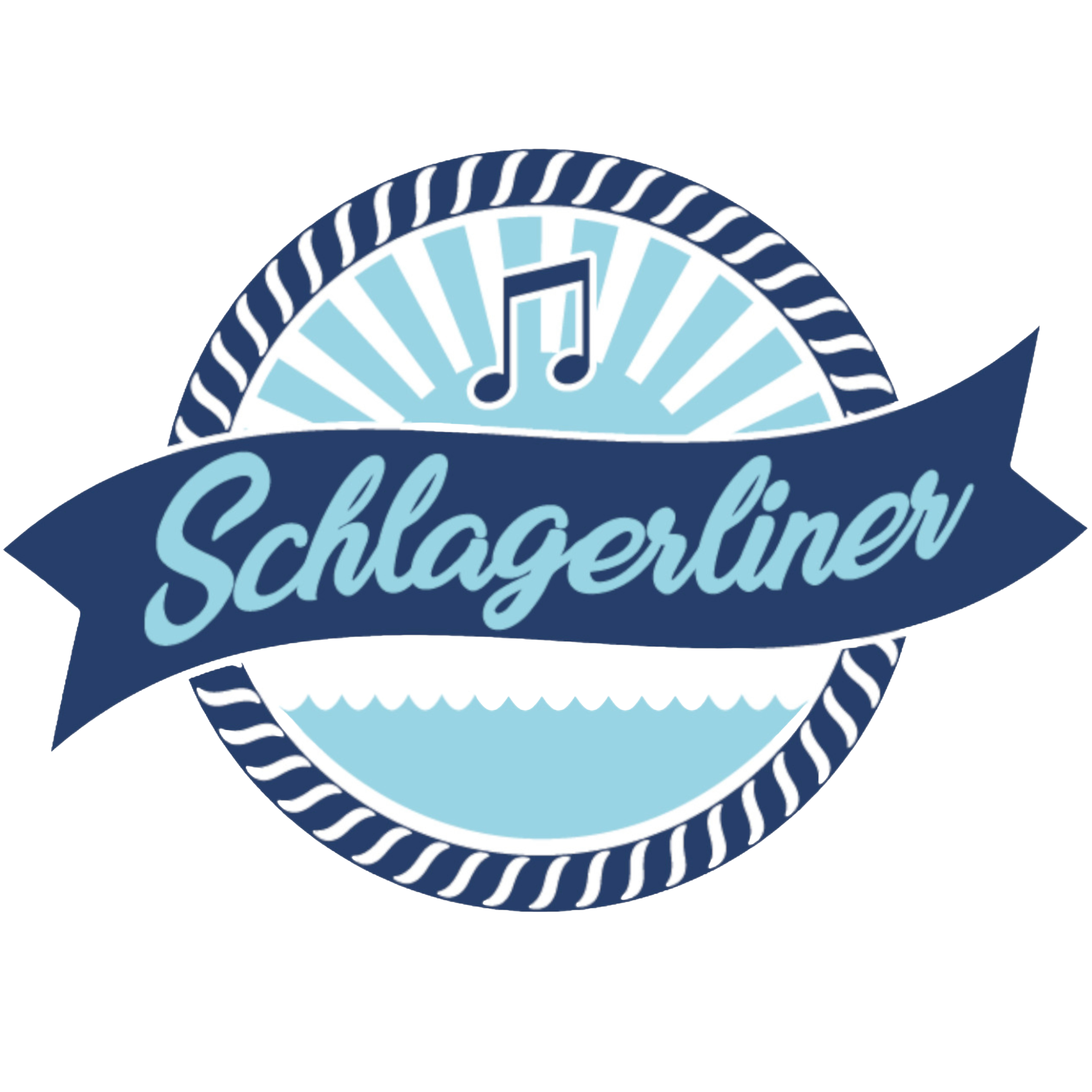 Blaues Logo mit Notensymbol und Schriftzug "Schlagerliner".
