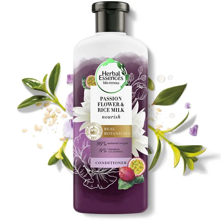 Herbal Essences passion flower & rice milk conditioner bottle