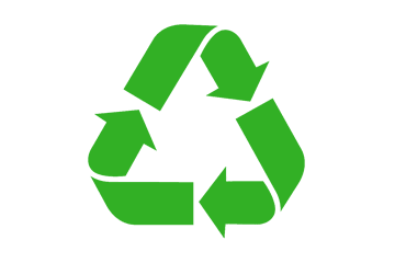 Visual respresentation of recycling in the form of three green connected arrows