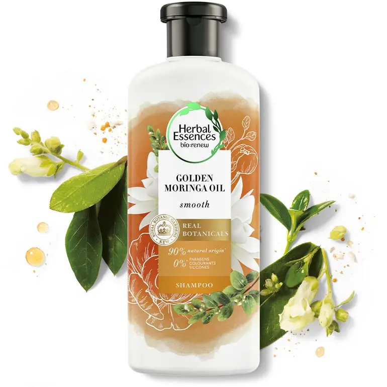 Herbal Essences golden moringa oil shampoo bottle