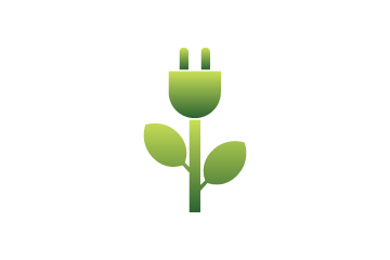 Drawing of a green flower transformed as an electric plug