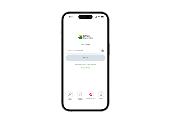 Entra a la App Banco Falabella y selecciona Clave Dinámica