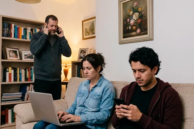 Foto de familia en sala de estar