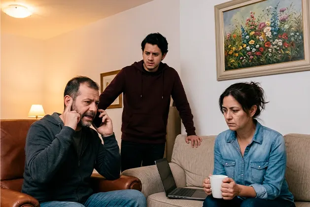 Foto de familia en sala de estar