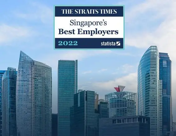 City background with Singapore's Best Employers 2022 logo