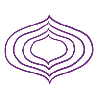 Purple line art of a radiating bindi shape