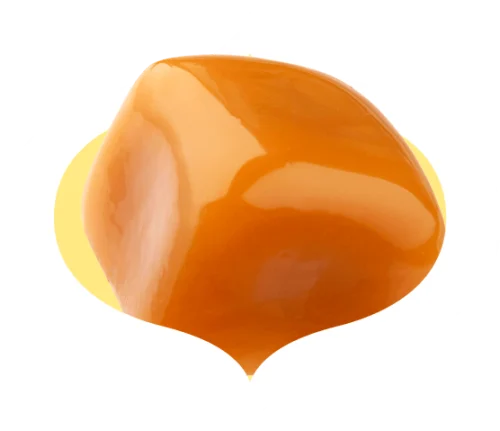 Large chunk of caramel in a bindi-shaped frame