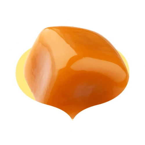 Large chunk of caramel in a bindi-shaped frame