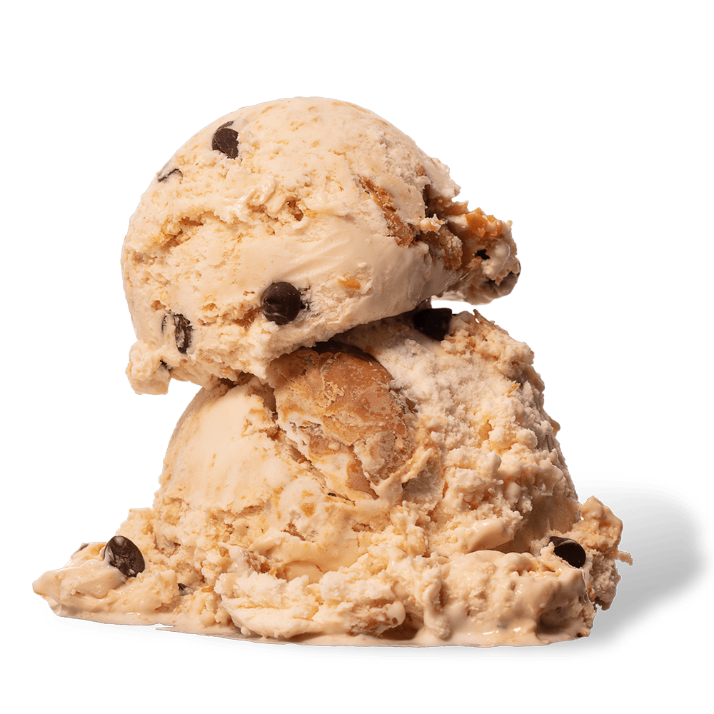 Two scoops of Peanut Butter Blitz ice cream