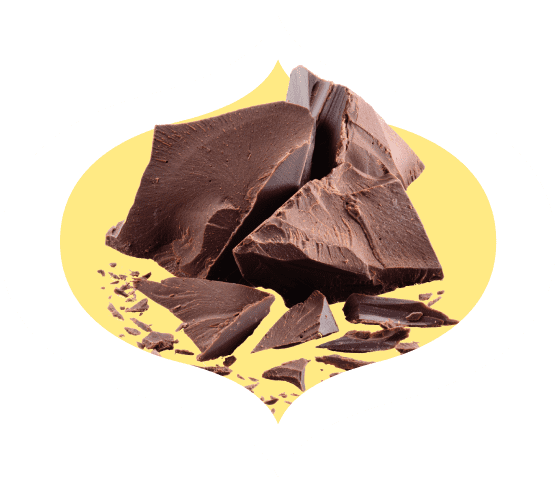 Large chunks of dark chocolate in a bindi frame