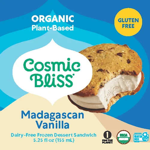 Box of Cosmic Bliss Madagascan Vanilla Dairy-Free Frozen Dessert Sandwiches