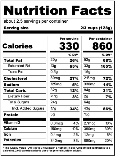 Nutrition facts