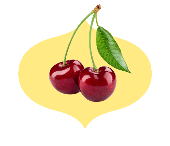 Pair of cherries in a bindi-shaped frame