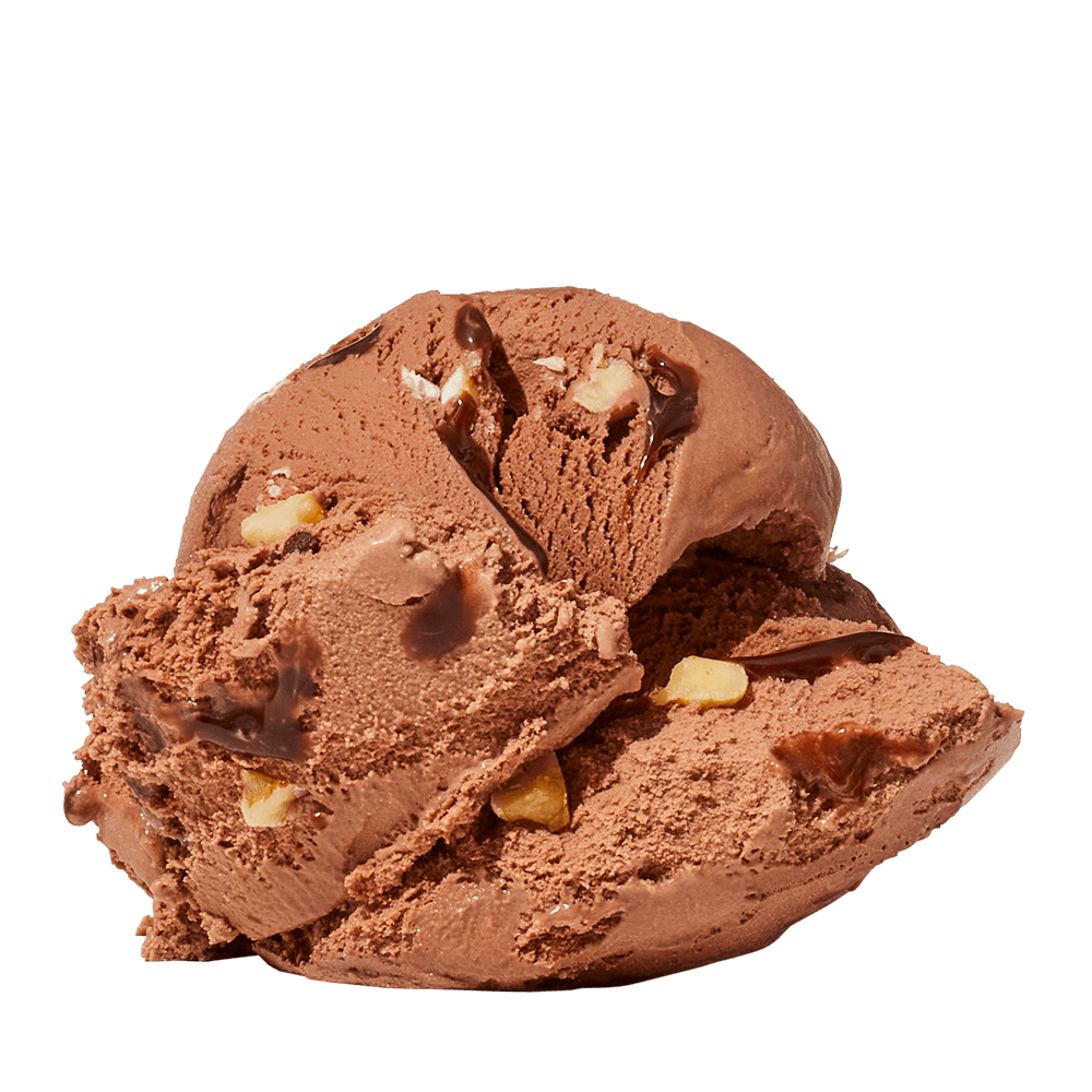 Two scoops of Chocolate Hazelnut Decadence ice cream