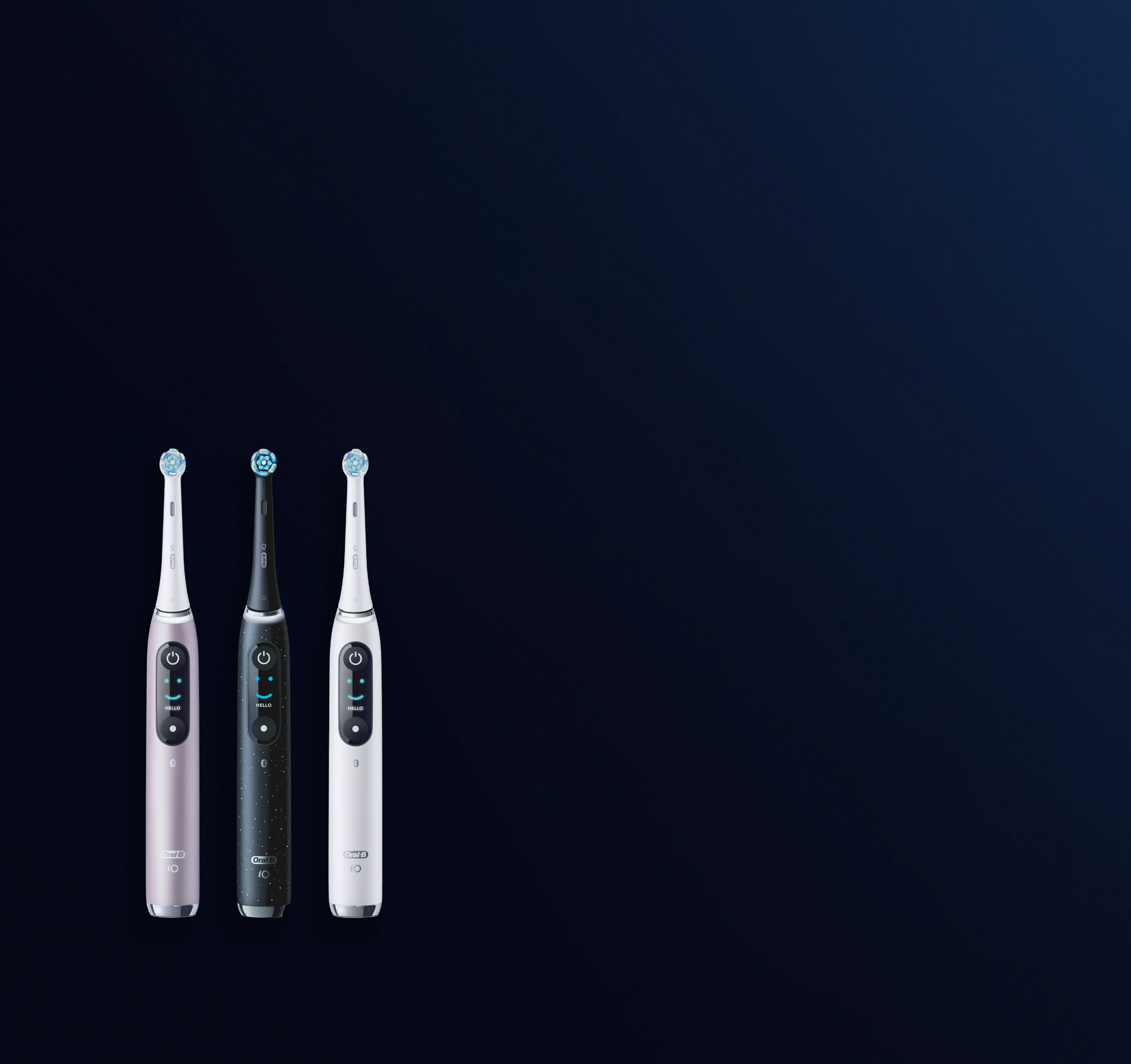 Collection de brosses à dents Oral-B Série iO en quartz rose, albâtre et onyx