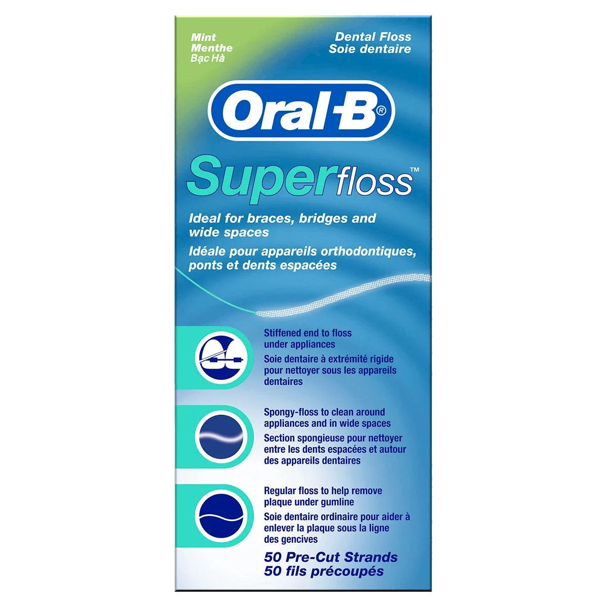 Oral-B Superfloss Fils Précoupés Menthe Ruban Dentaire 