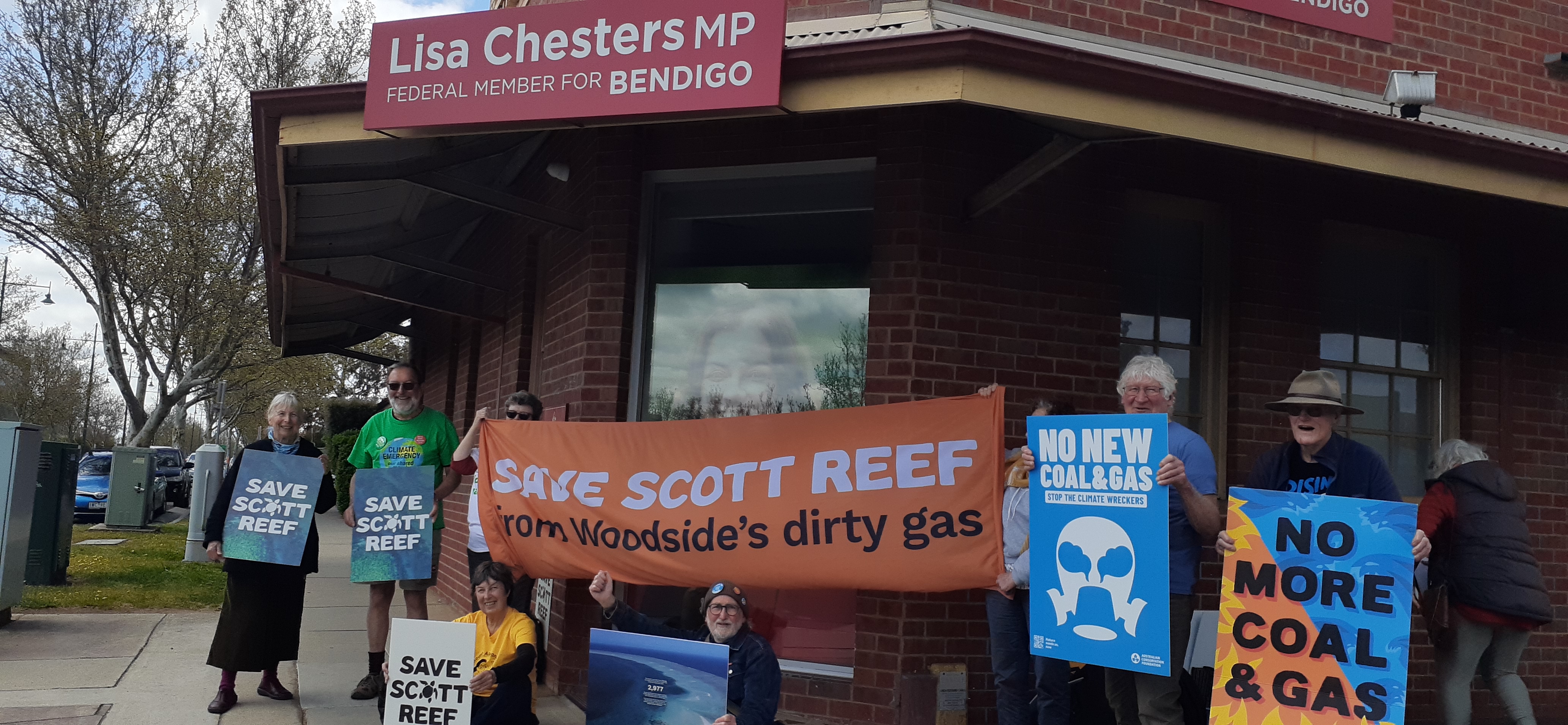 Protest outside Lisa Chesters' office - Bendigo