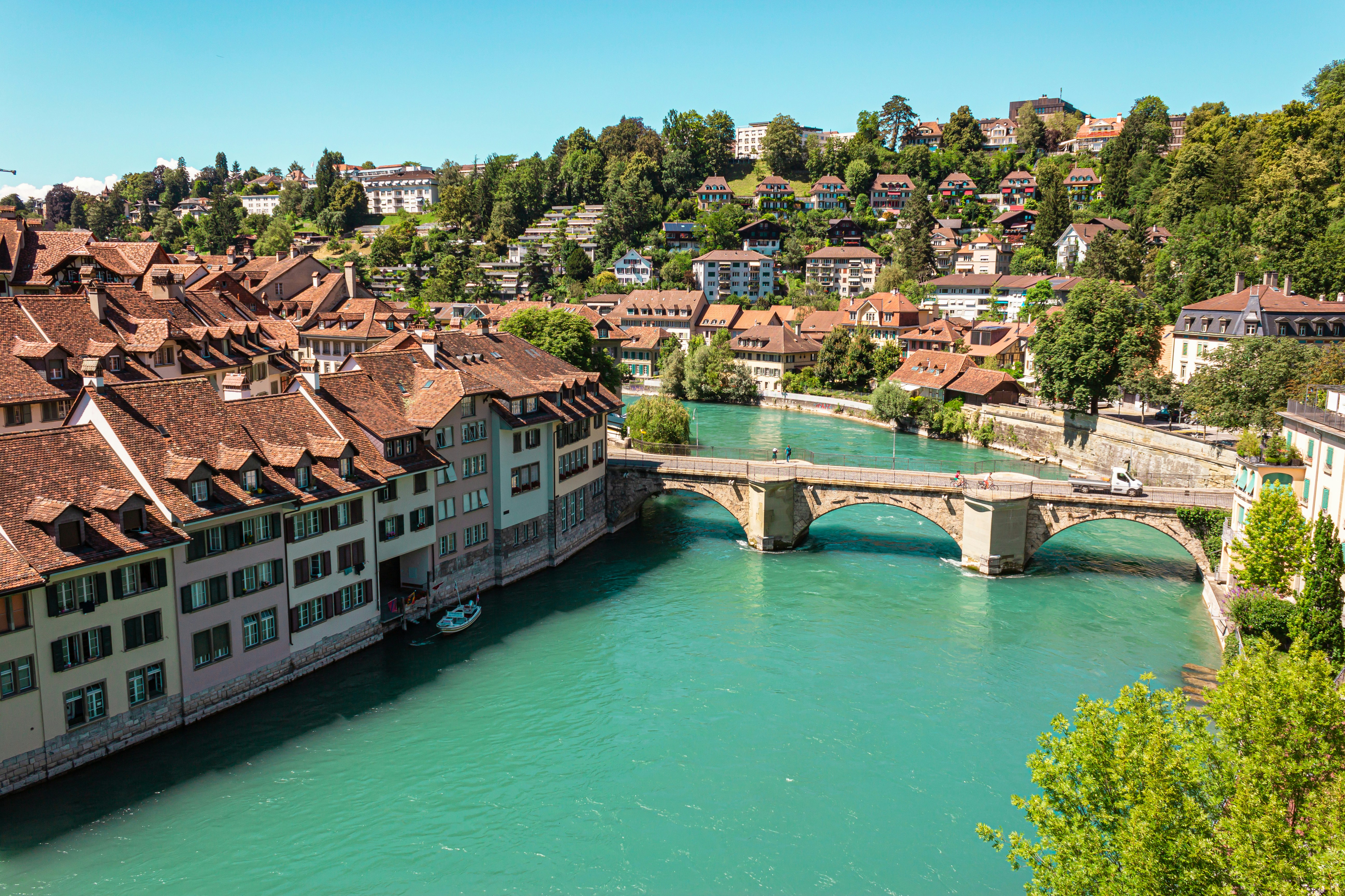 Aare river and Untertorbrucke bridge