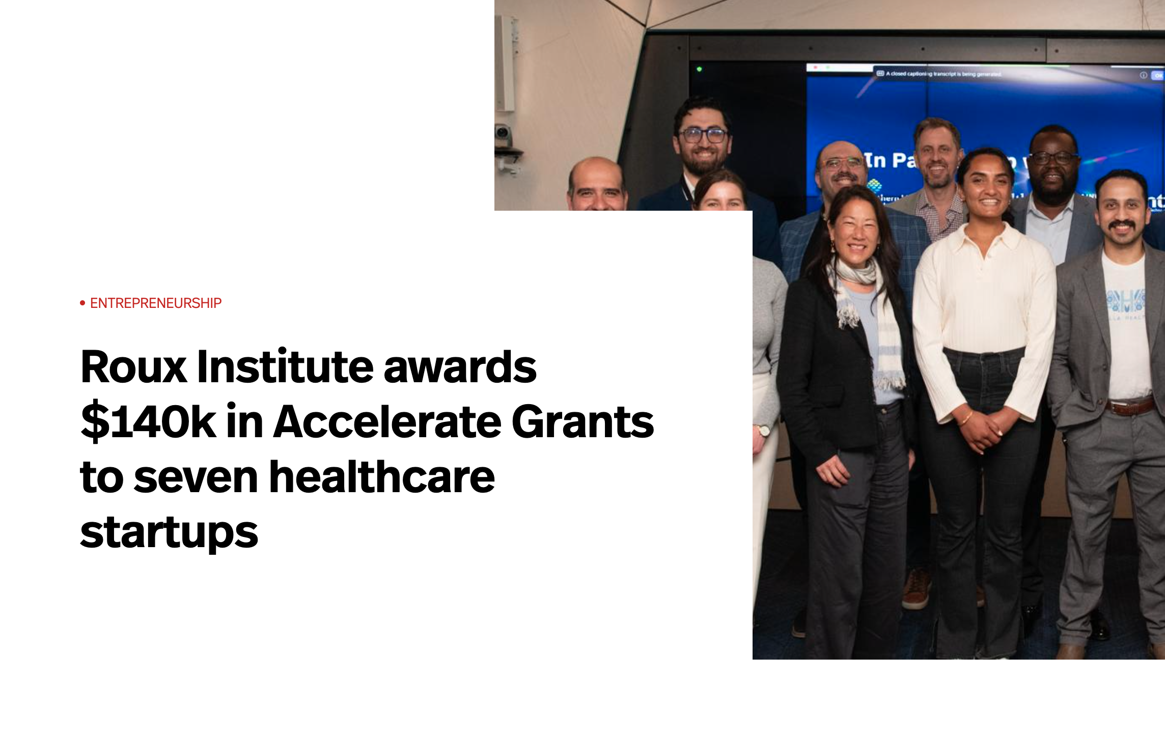 Roux Institute awards $140k in Accelerate Grants to seven healthcare startups