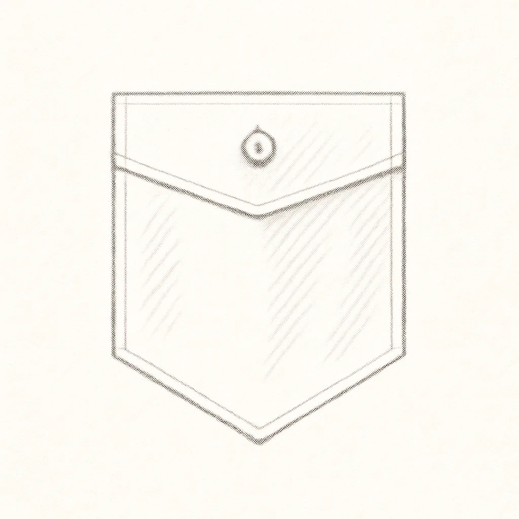 Brusttasche spitz mit Klappe