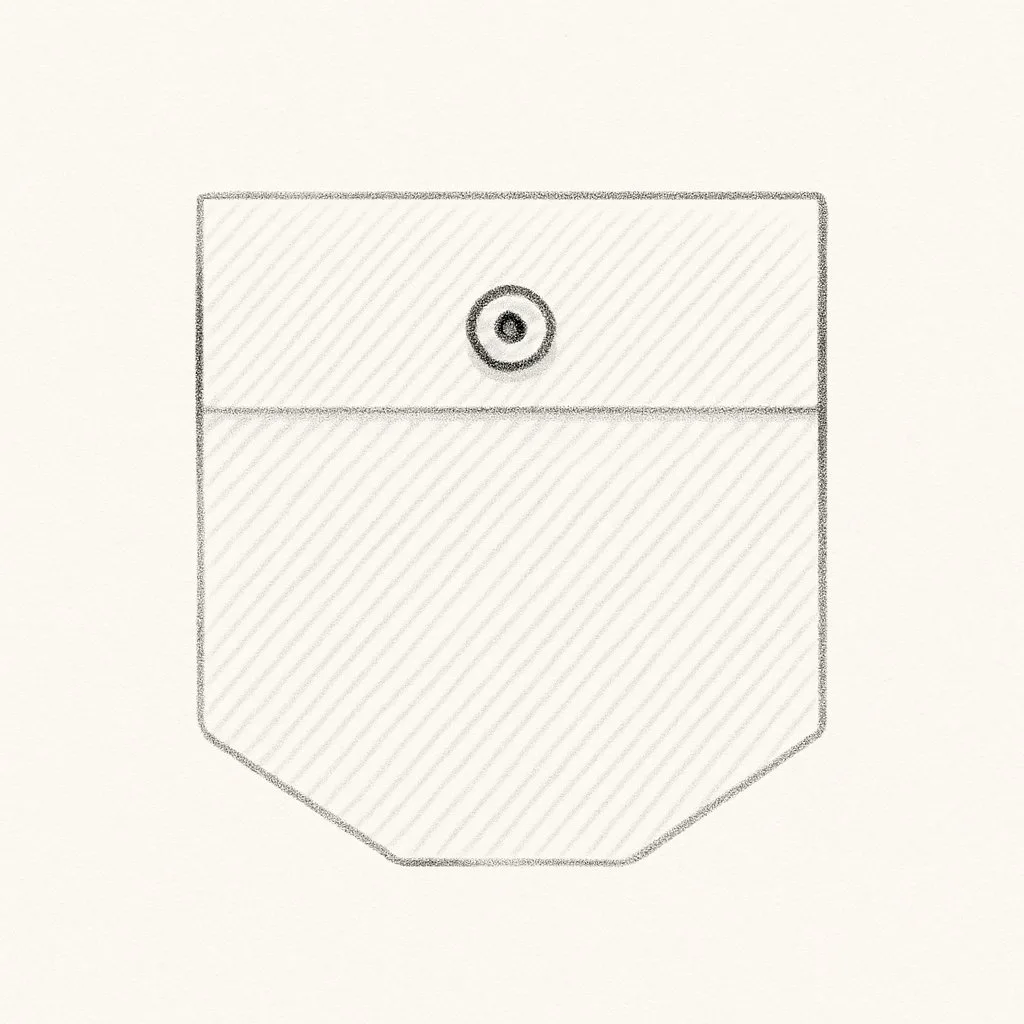 Brusttasche abgeschrägt mit Knopf