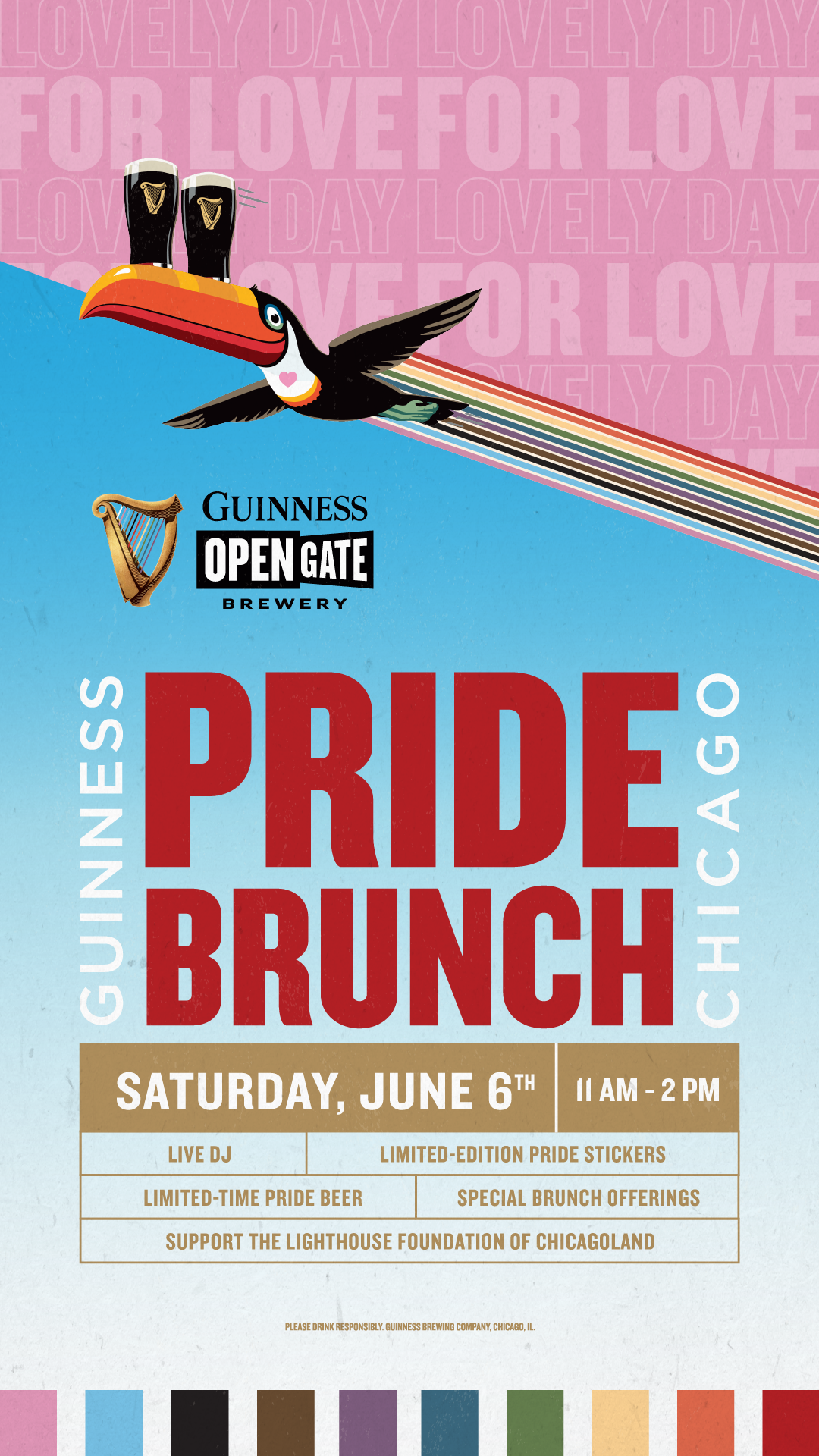 Guinness Chicago Pride Brunch Saturday June 6th featuring brunch specials, live DJ and more!