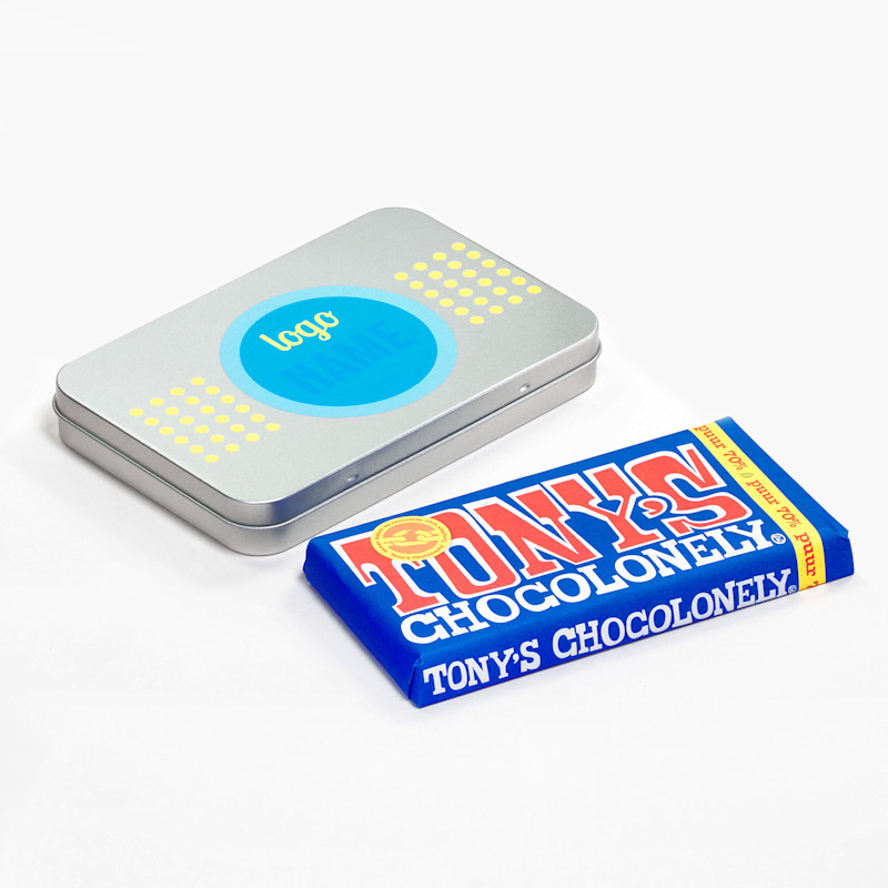 Boîte en aluminium avec grand chocolat