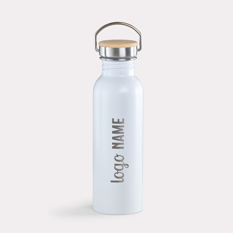 Gourde inox avec couvercle en bambou