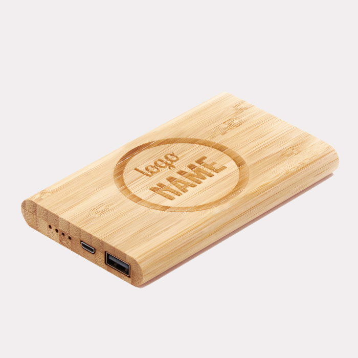 Batterie externe en bambou