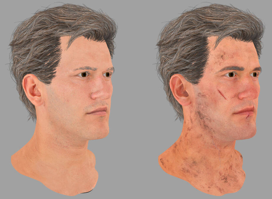 在 Substance 3D Painter 中制作了最终的皮肤纹理
