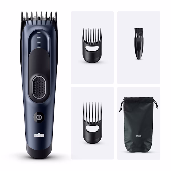Divers accessoires faisant partie de la tondeuse à cheveux Braun Series 5. Divers accessoires faisant partie de la tondeuse à cheveux Braun Series 5.