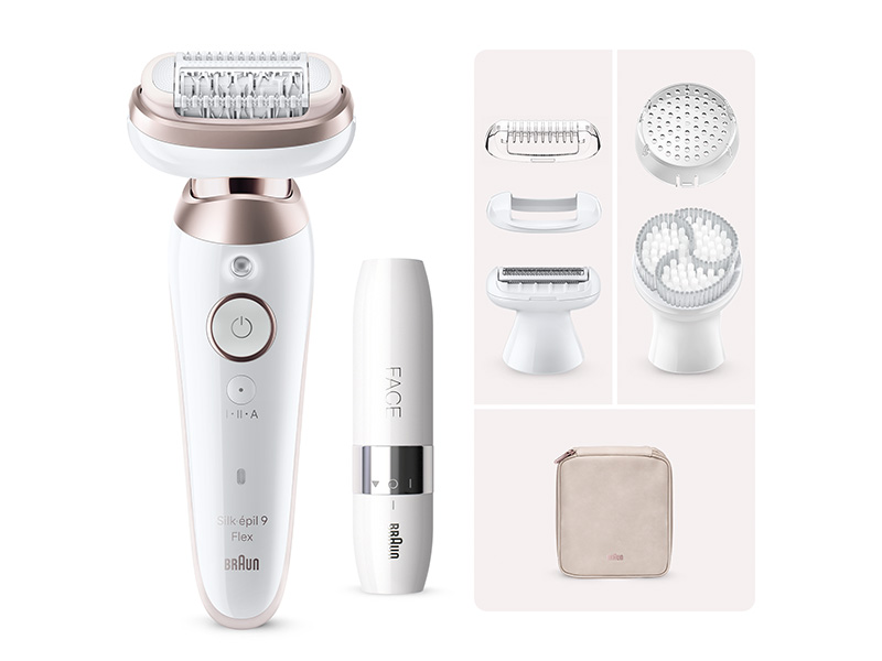 Braun Épilateur Électrique Silk·épil 9 Flex 9-360 3D Flex Avec 6 accessoires dont 1 brosse exfoliante, 1 tête de rasoir, 1 mini rasoir visage