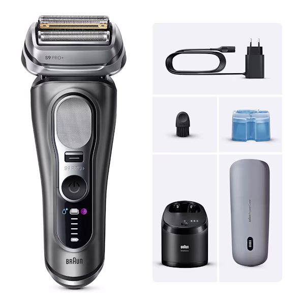Rasoir Électrique Braun Series 9 PRO+ 9675cc Avec Étui de Recharge PowerCase et Station de Nettoyage 6-en-1. Rasoir Électrique Braun Series 9 PRO+ 9675cc Avec Étui de Recharge PowerCase et Station de Nettoyage 6-en-1.