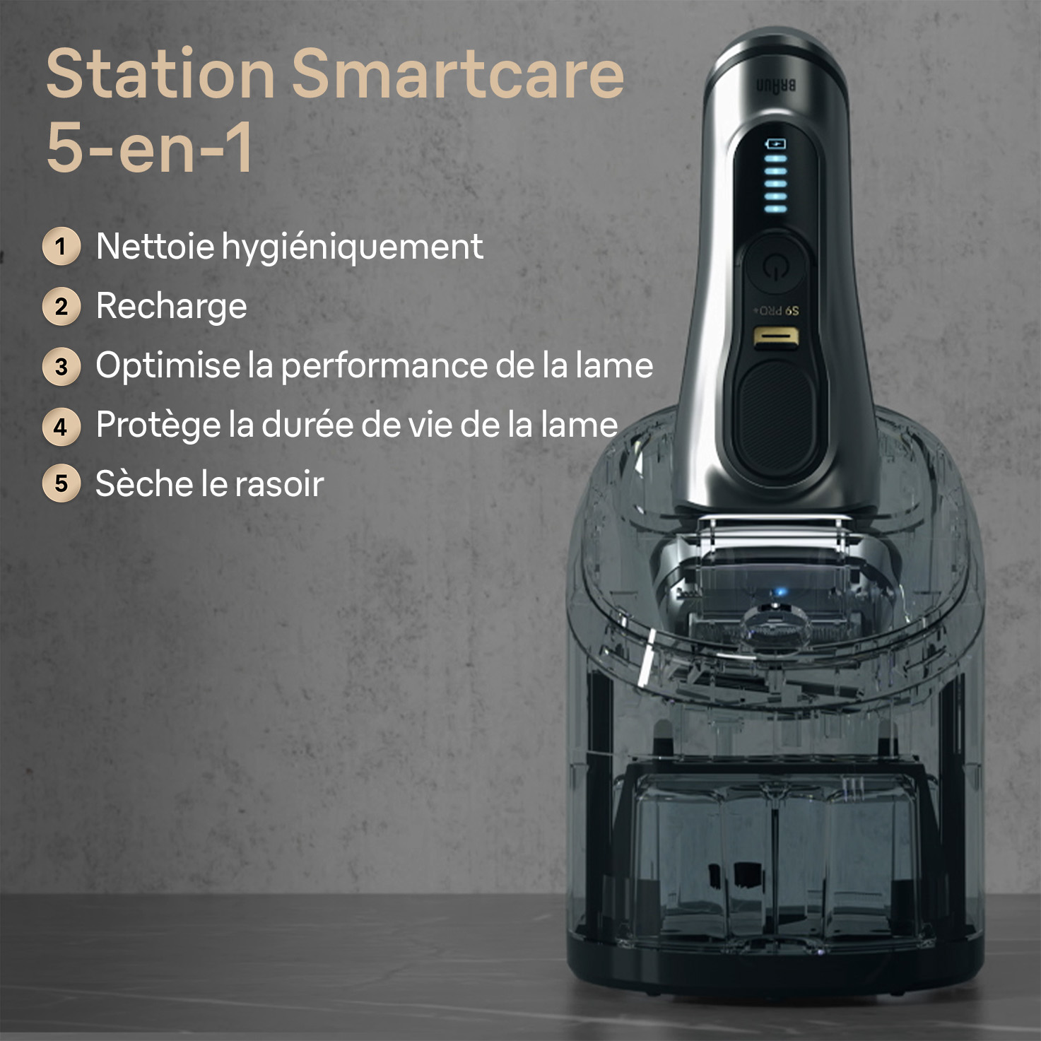 Station SmartCare 5-en-1 compatible avec les rasoirs électriques