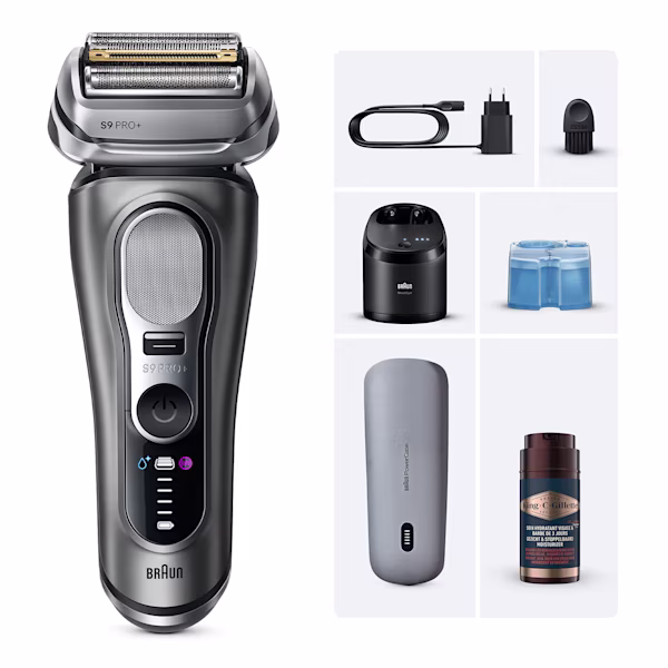 Rasoir Électrique Braun Series 9 PRO+ 9675cc Avec Étui de Recharge PowerCase et Station de Nettoyage 6-en-1. Rasoir Électrique Braun Series 9 PRO+ 9675cc Avec Étui de Recharge PowerCase et Station de Nettoyage 6-en-1.