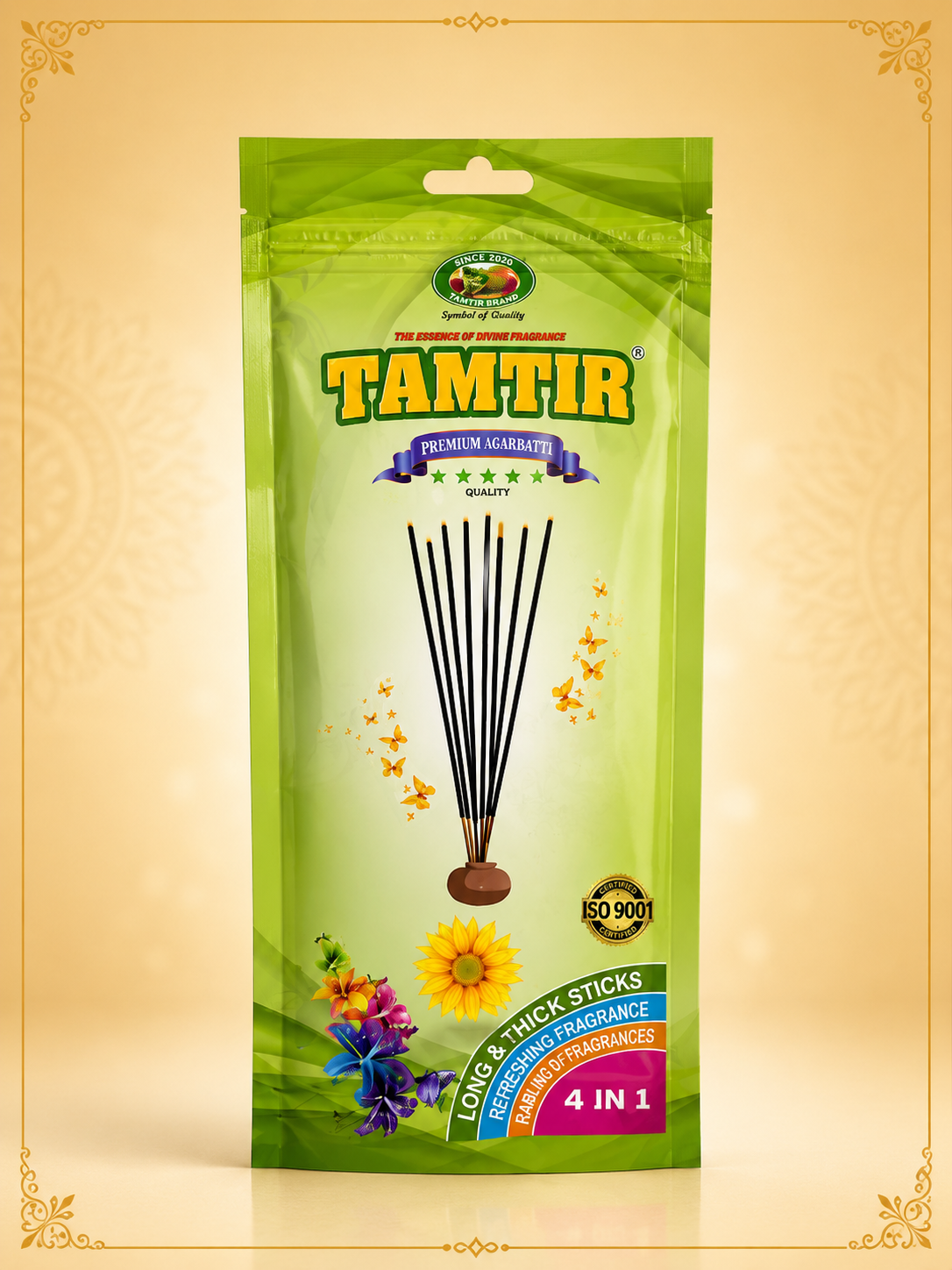 TAMTIR Mogra Rose Sandalwood Loban 4 in 1 Agarbatti Pouch