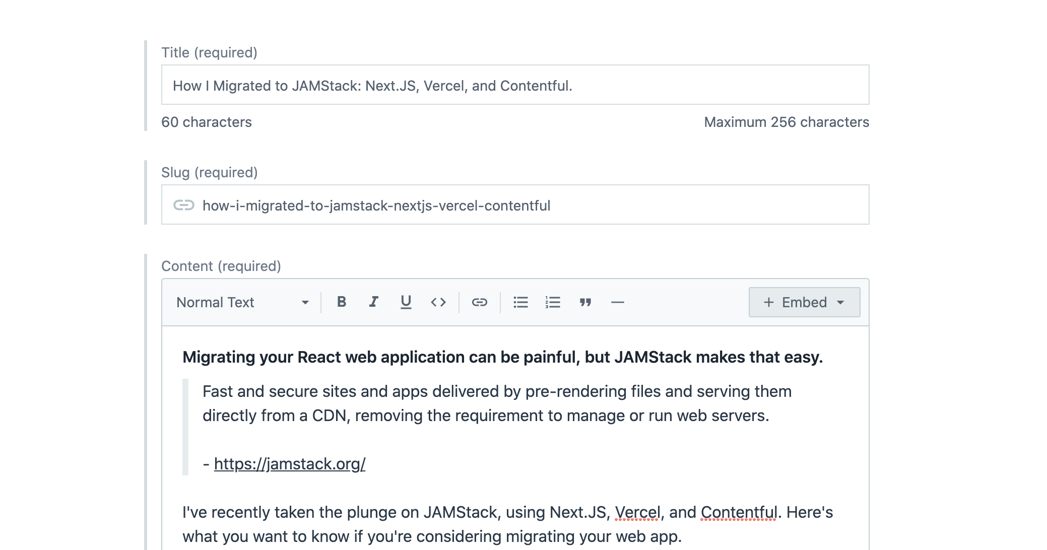 Contentful Publishing Example