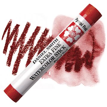 Open in modal - Daniel Smith Watercolor Stick - Pyrrol Red stick and swatch