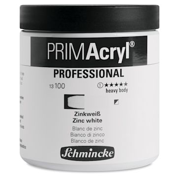 Open in modal - Schmincke Primacryl Professional Acrylic Paint - Zinc White, 237 ml Jar