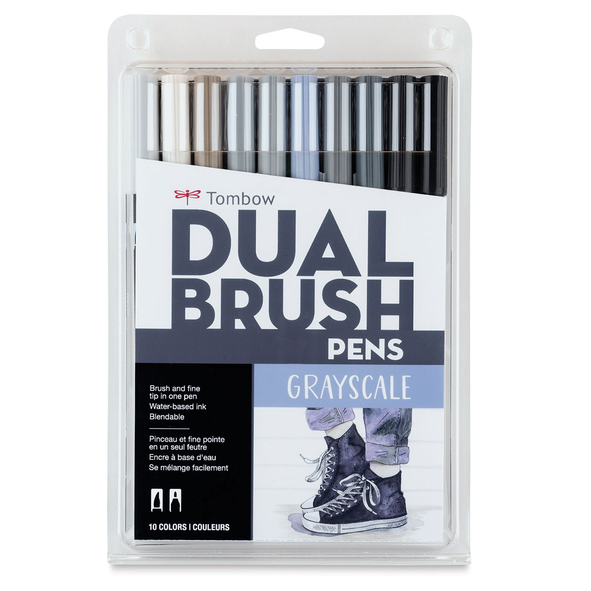 Tombow Dual Brush Pens - Gray Scale Colors, Set of 10